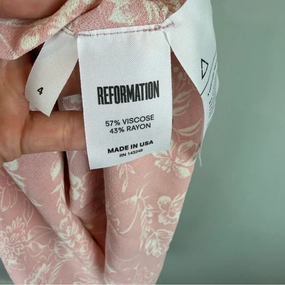 Reformation Asymmetrical Pink Floral Adora Dress size 4, Romantic - Picture 9 of 12